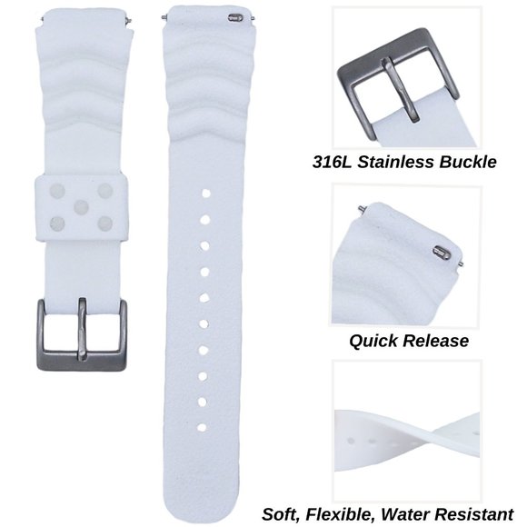 COPY - White Silicone Diver Replacement Watch Strap - Picture 2 of 5